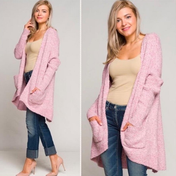 Pink Oversized Cardigan Sweater - Picture 4 of 10